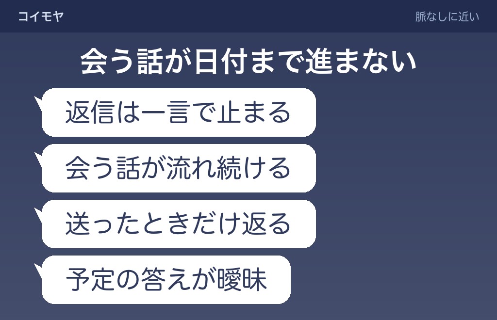 だんだん連絡が減る相手が、脈なしに近いときの手がかり