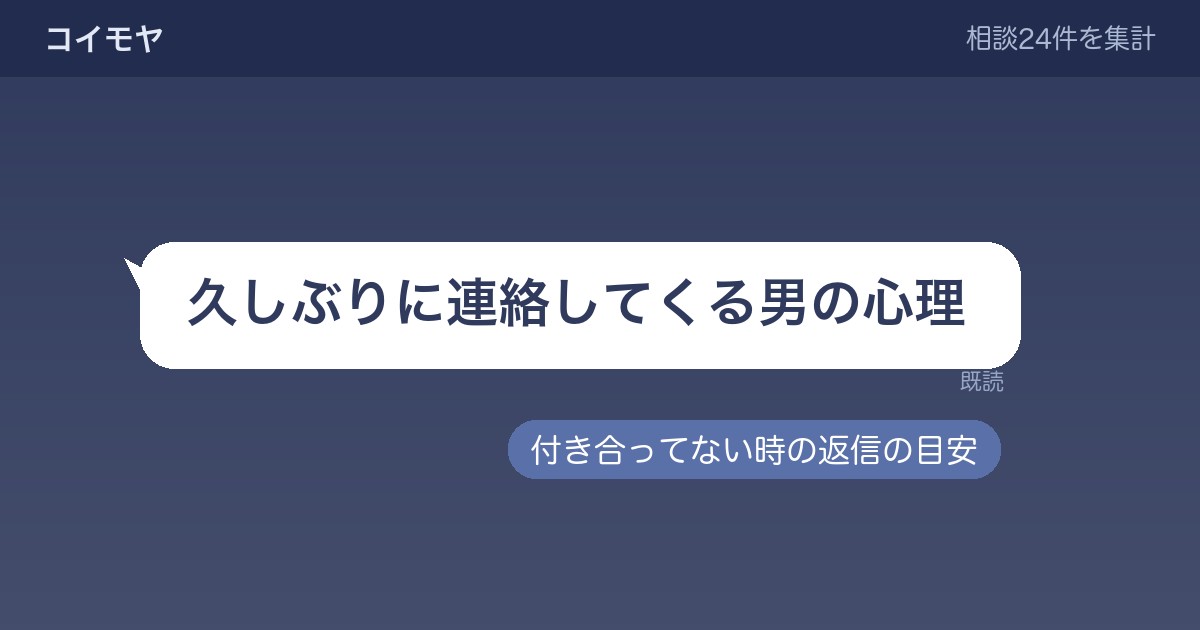 久しぶりに連絡してくる男の心理は?付き合ってない時の返信の目安も