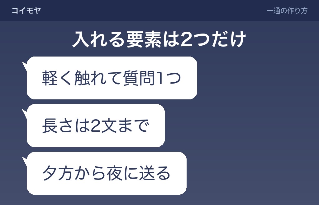 付き合う前の1週間連絡なしに送るなら、どんな一通にするか