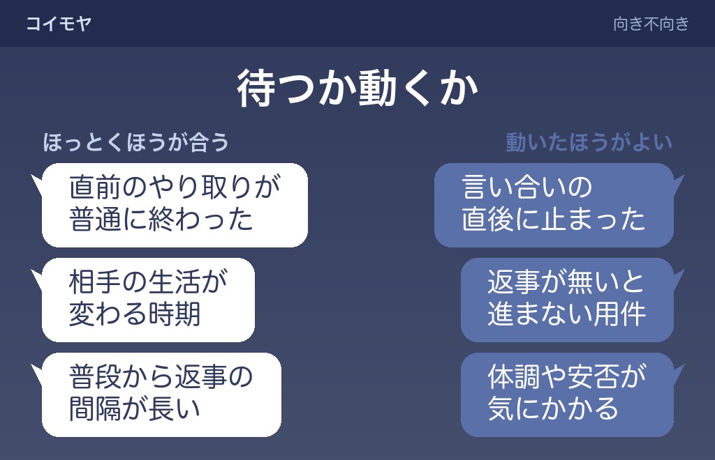 ほっとくのが向く場面と、動いたほうがよい場面
