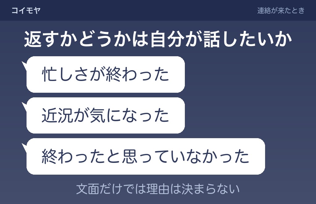 自然消滅のあとに連絡が来たとき、こちらから連絡したくなったとき